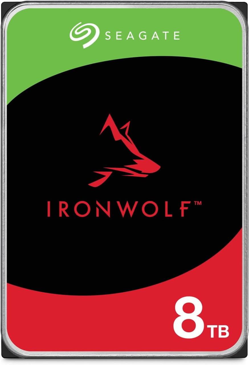 Seagate IronWolf 8TB NAS hard drive.