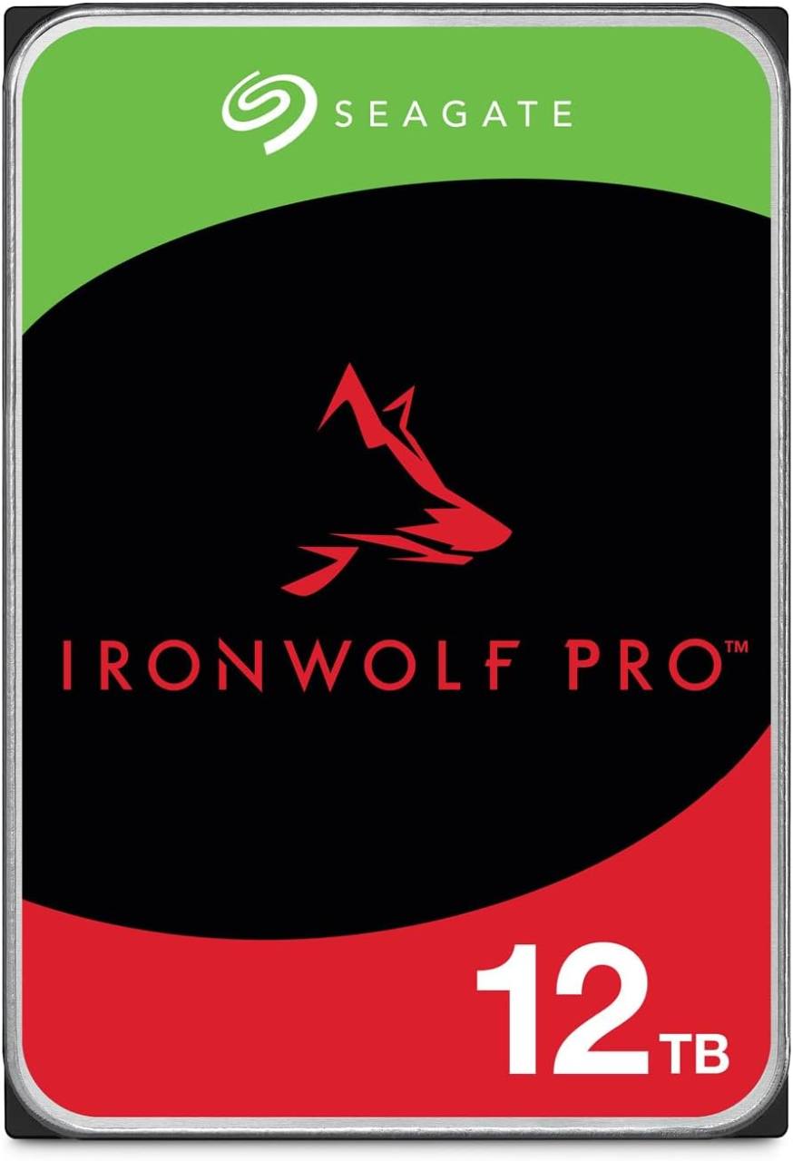 Seagate IronWolf Pro 12TB NAS hard drive.