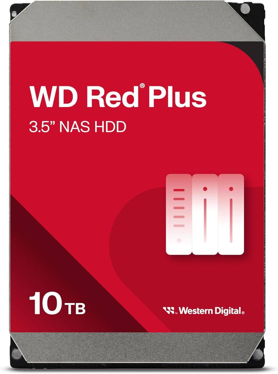 Western Digital WD Red Plus 10TB NAS hard drive.