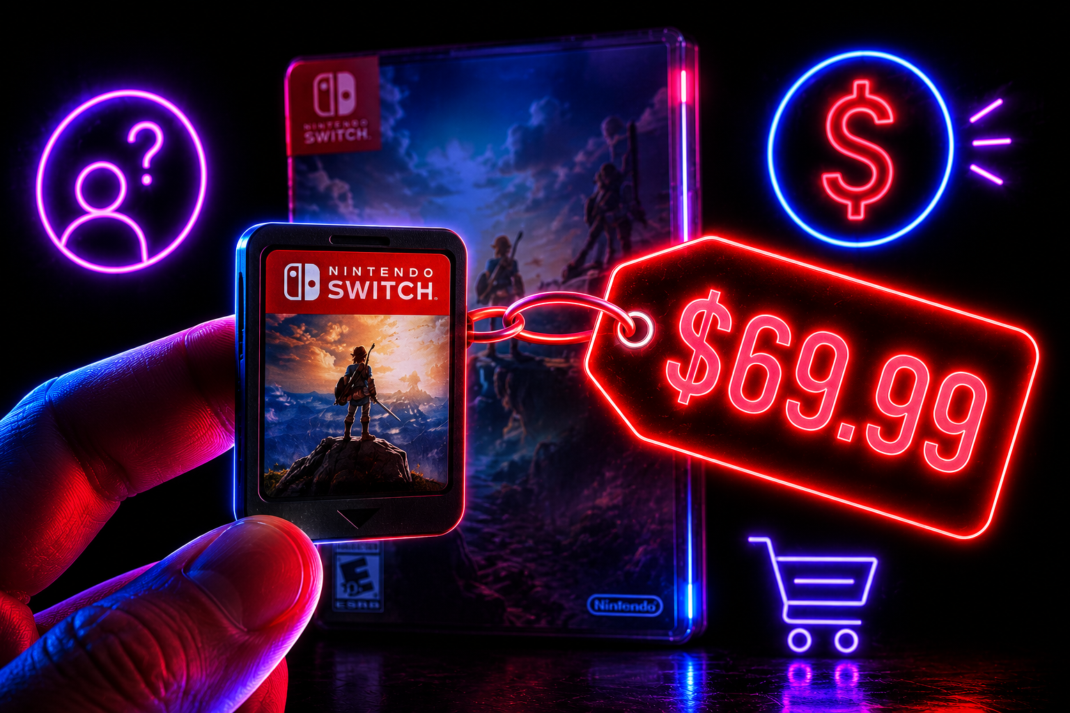 Arte gaming neon sobre precios base y contenido premium en videojuegos