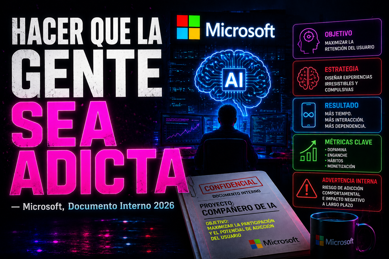 Imagen editorial en espanol sobre documento interno de Microsoft y AI