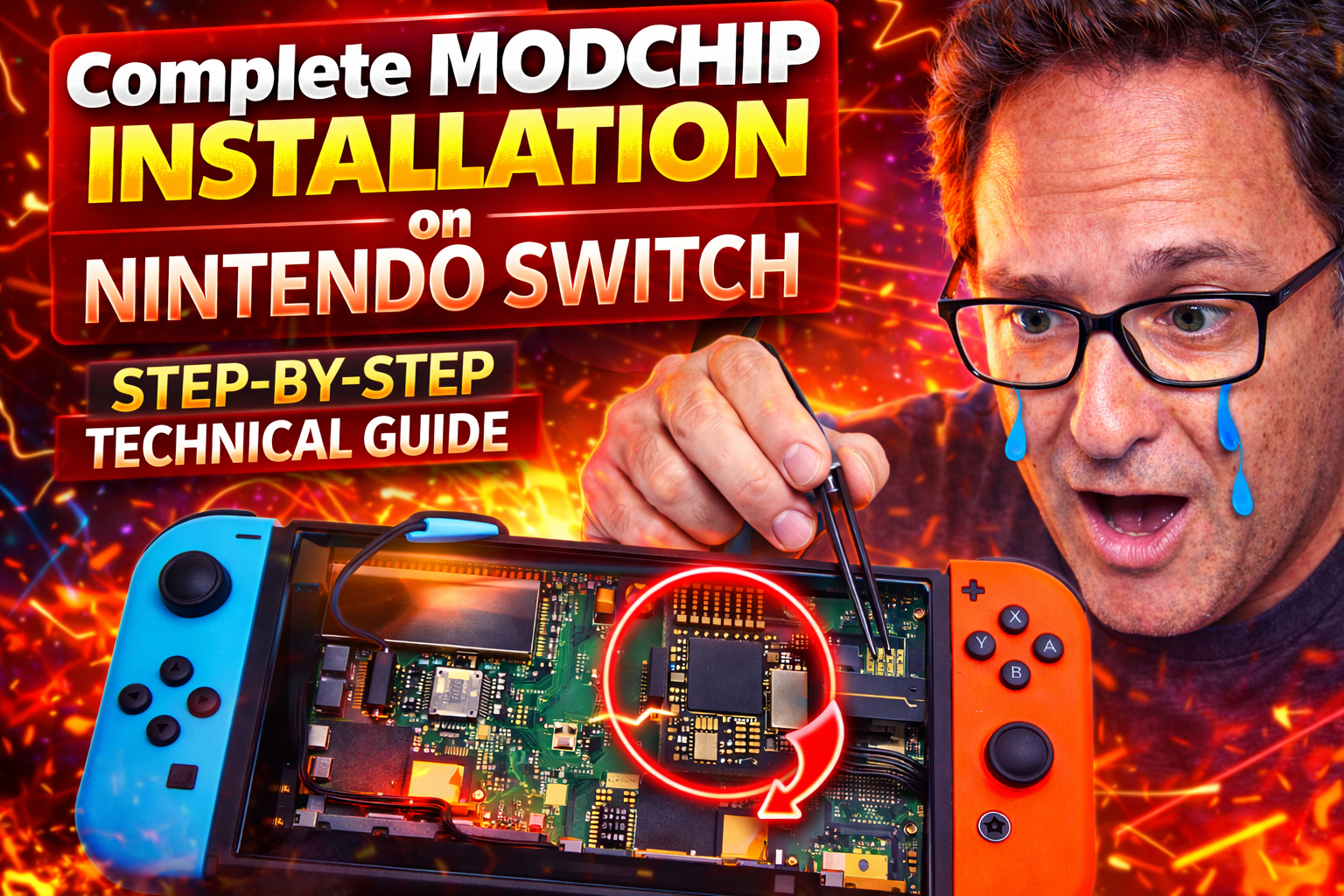 Nintendo Switch modchip installation guide artwork