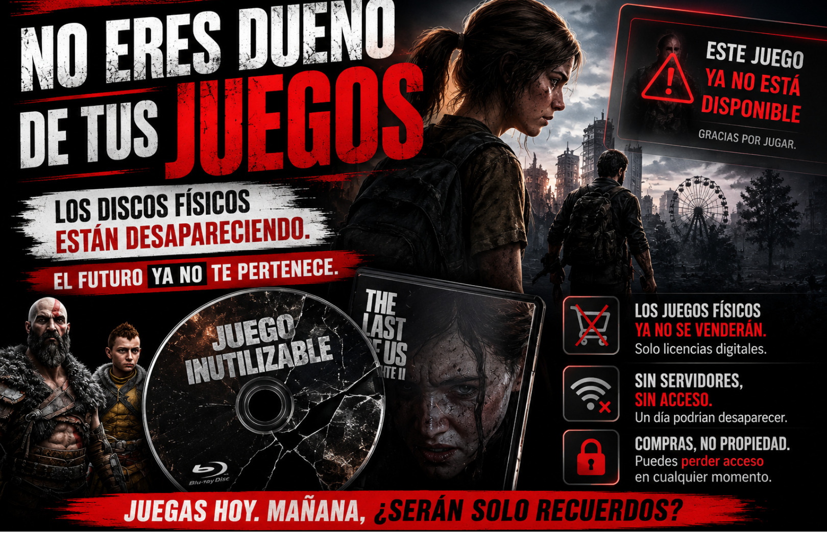Arte editorial de PlayStation sobre la propiedad de los juegos digitales